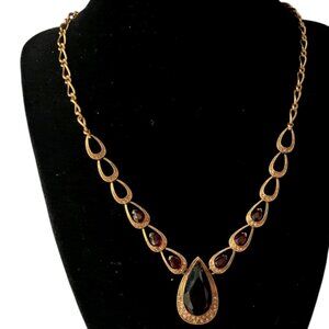 Faux Garnet Chain Necklace